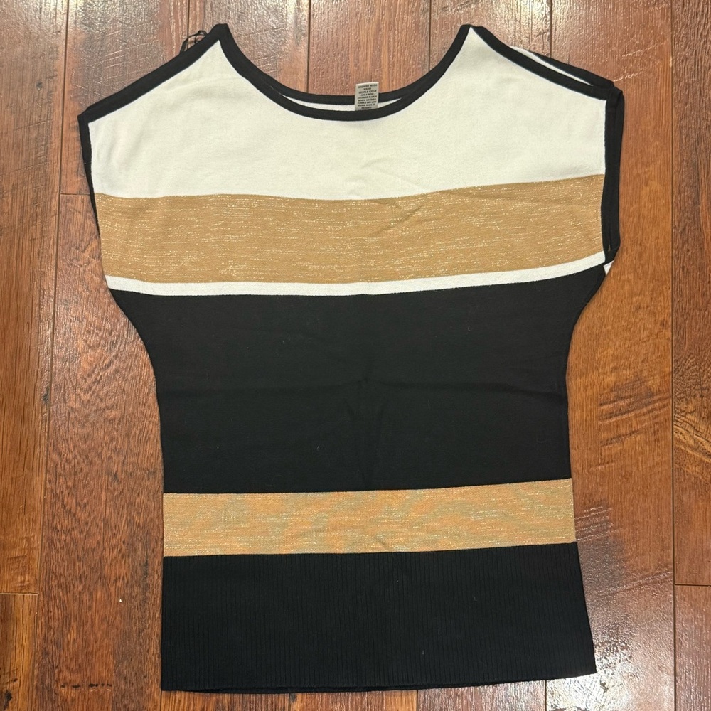 Small Cache Black and Tan Striped Blouse